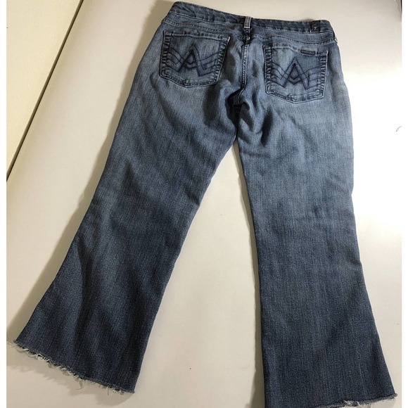 7 For All Mankind "A" Pocket Cropped Cutoff Capri Jeans Distressed Size 27 - Picture 2 of 12
